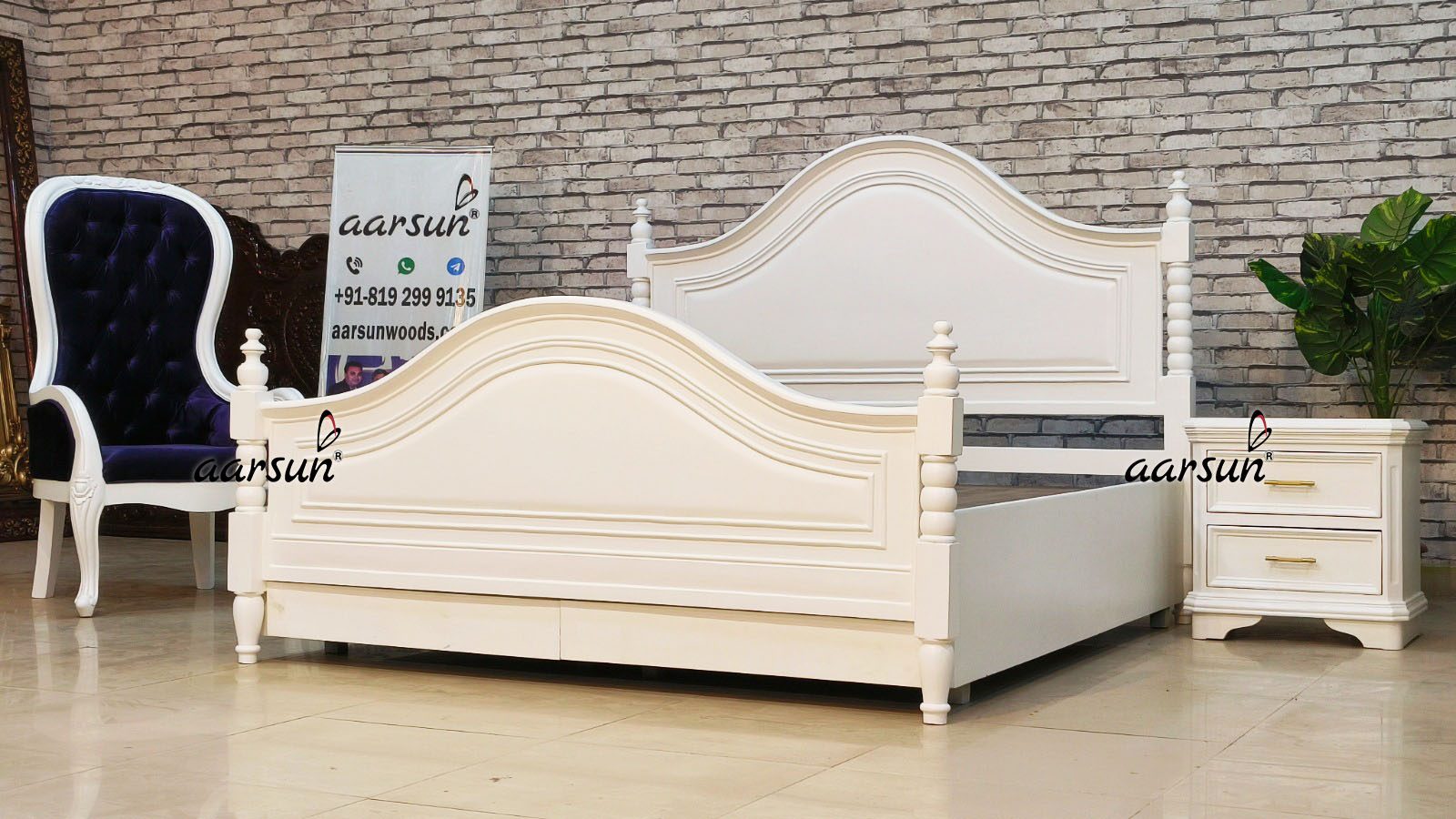 Modern Bedroom Set in Satin White Polish with Video view 7