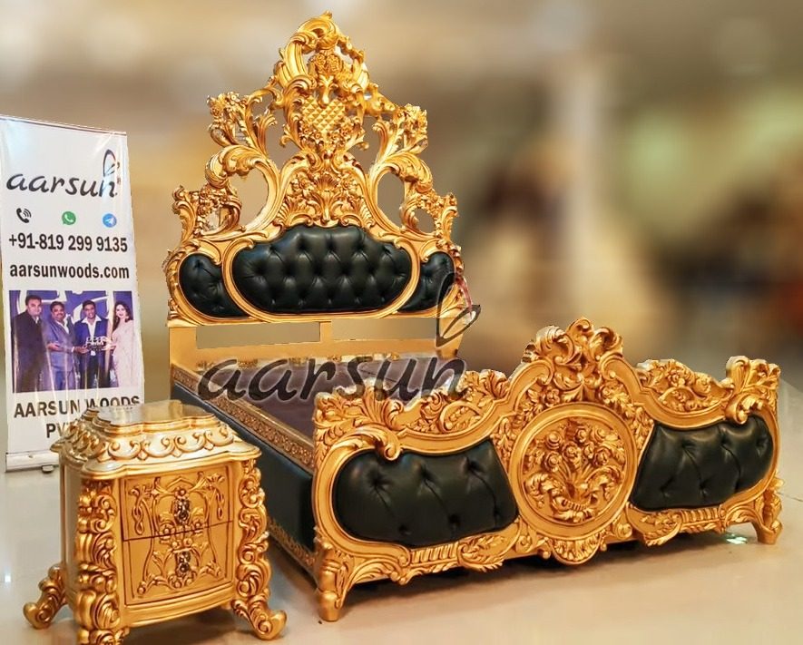 Queen Size Wooden Bed with Side Tables
