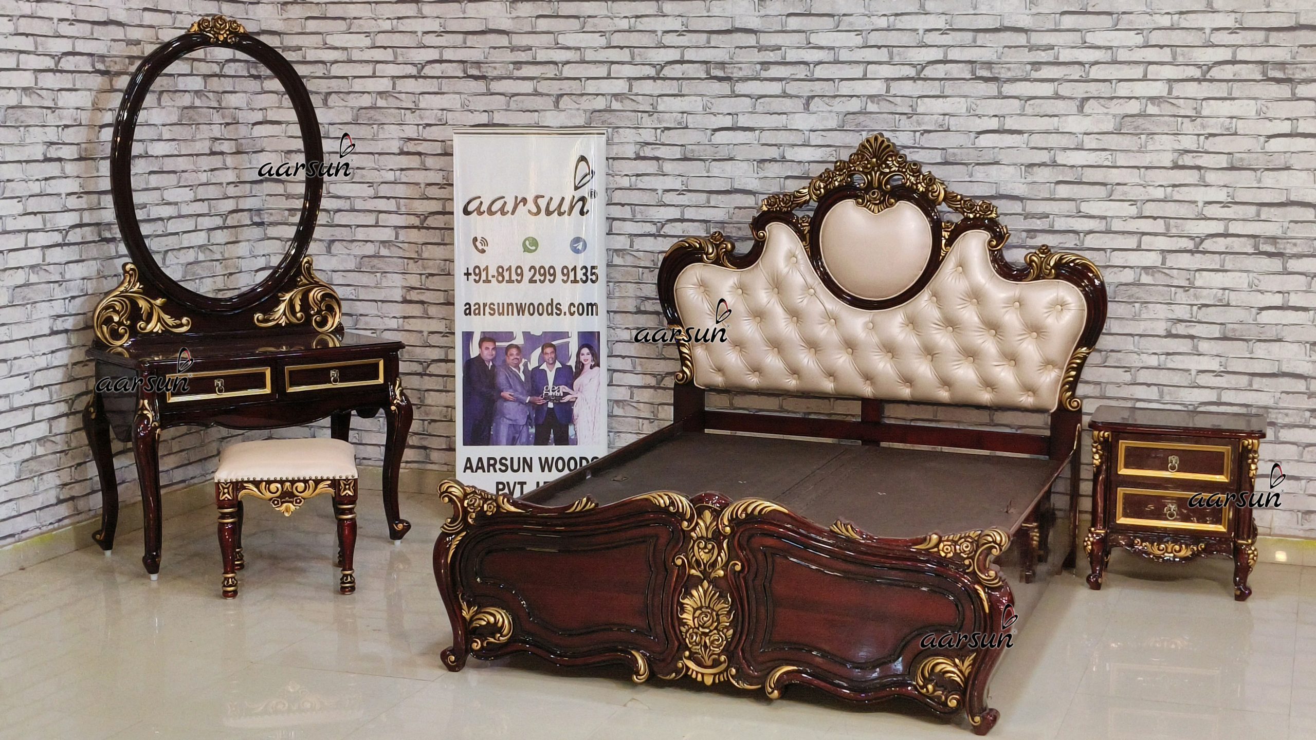 Queen size bed with dresser view 3