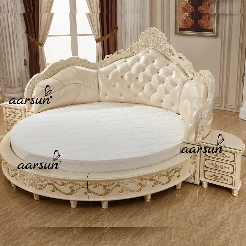 Royal Round Bed in White and Gold Polish NT-004 view 3