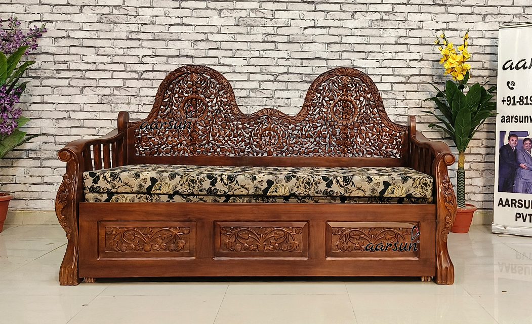 Royal Sofa Cum Bed in Teak Wood view 8
