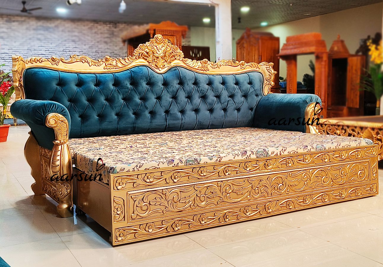 Sofa Cum Bed in Antique Gold view 4