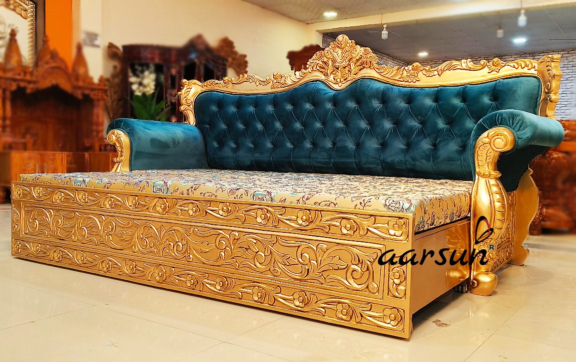 Sofa Cum Bed in Antique Gold view 5