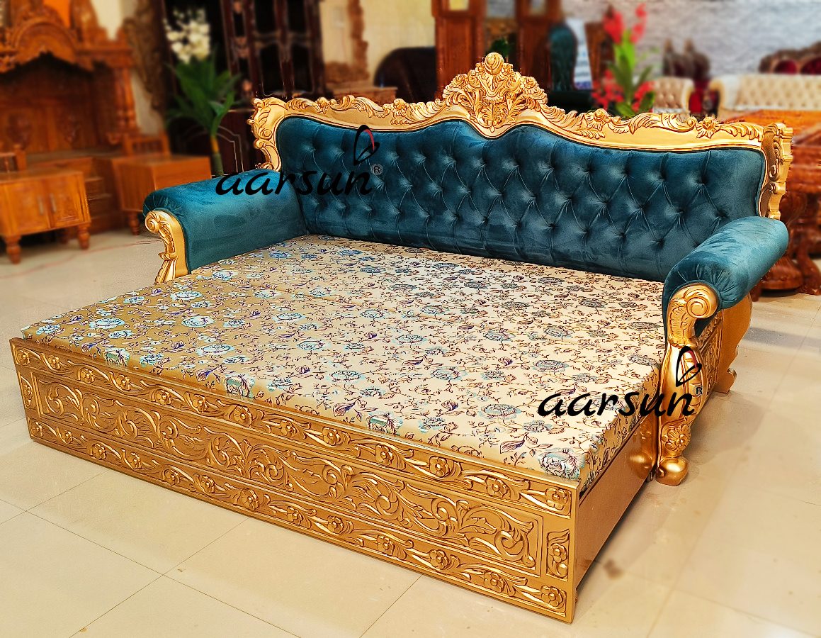 Sofa Cum Bed in Antique Gold view 6