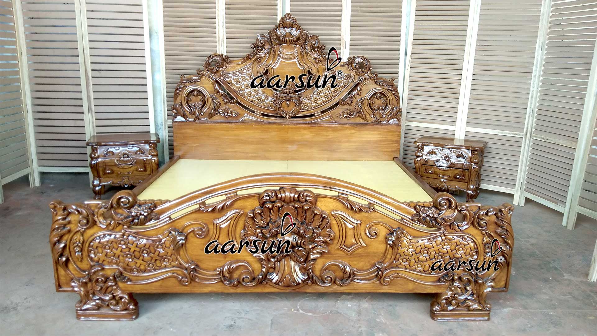 Top Class Wooden Bed with Bedside Table view 5