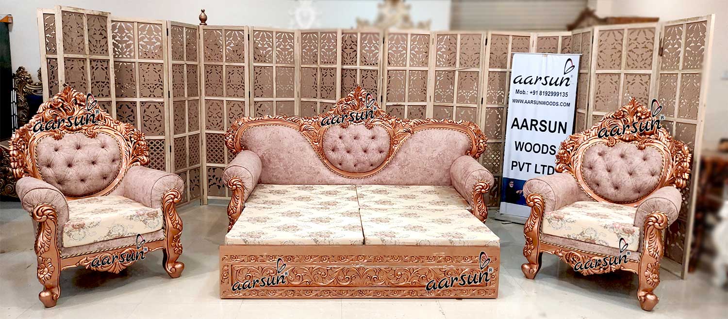 Unique Rose Gold Sofa Cum Bed YT-624 view 6