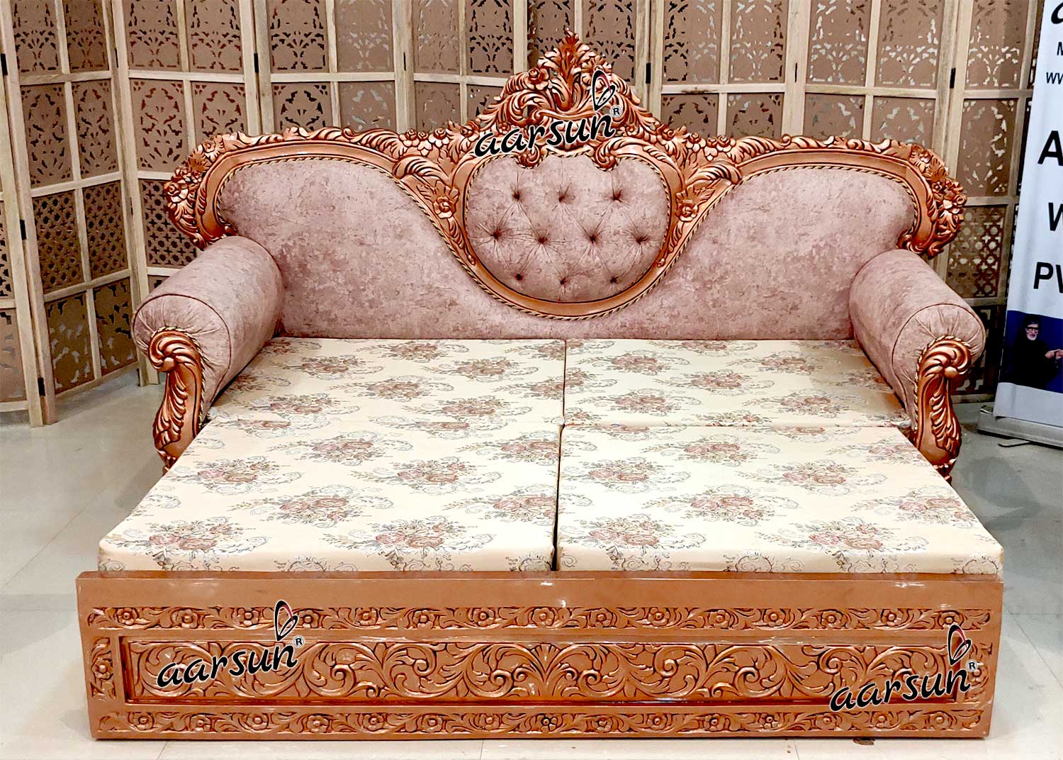 Unique Rose Gold Sofa Cum Bed YT-624 view 8