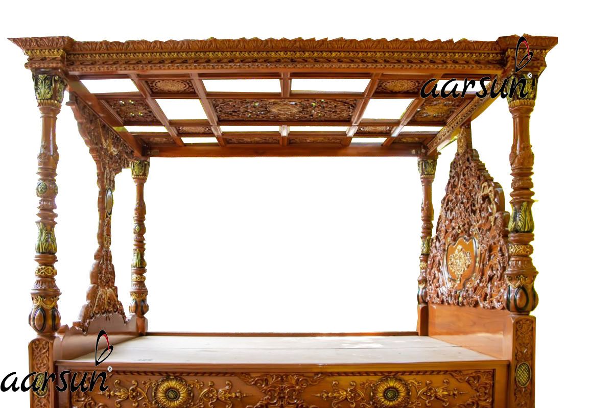 Wooden Carved Poster Bed view 4