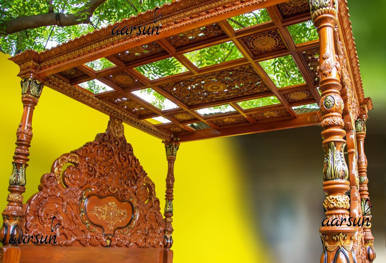Wooden Carved Poster Bed view 5