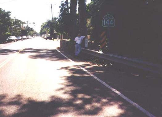 Southbound Route 144 at the Sycamore Canyon bridge.  The route shield and the bridge post marker have since been removed.
