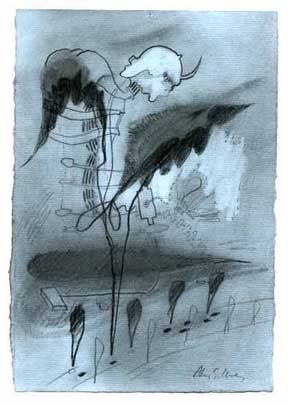 A.F. Sundberg  - KUBIN  (one of Bassano's WWI Ghosts)  drawing 250 x 170 mm