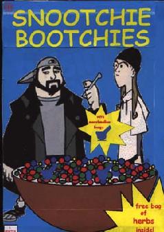 Snootchie Bootchies Cereal box. Pictures of the Jay and Silent Bob characters from www.viewaskew.com.  Box design by Brandon Freeman
