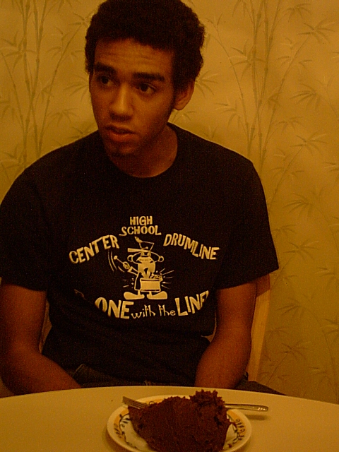 So stealthy, you can't actually see him eating the cake... but he is... AND HE'S ENJOYING IT TOO!!