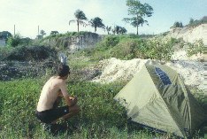 Camping in a rock quarry