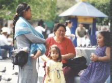 People in town square