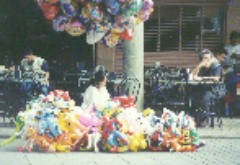 Lady selling balloons