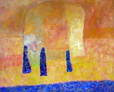 Yellow menhir, 80x100 cm