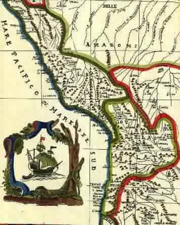 Copia de un antiguo mapa colonial del Alto Perú