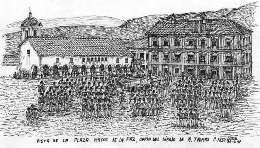 Plaza Mayor de La Paz. C. 1850