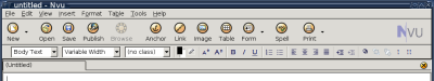 Nvu with Full toolbar
viewable