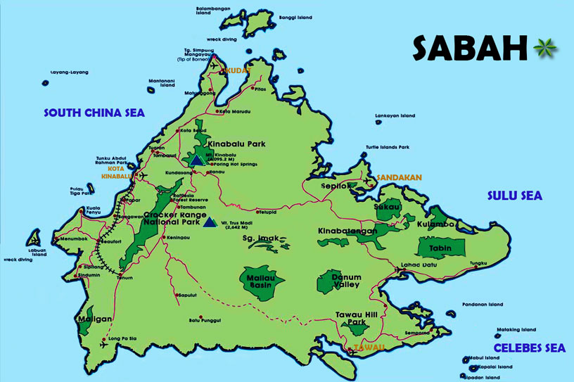 Sabah map, Click to enlarge