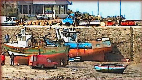 Painting boats (Locqu&eacute;meau port).