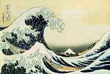 La obra de Hokusai comprende algunos de los mejores grabados paisaj&iacute;sticos japoneses. Entre los miles de grabados que realiz&oacute; durante su prol&iacute;fica carrera se encuentra la famosa serie Treinta y seis vistas del monte Fuji (c. 1826-1833). En La ola vemos el monte Fuji al fondo y en primer plano unas embarcaciones a punto de ser destrozadas por la enorme ola.