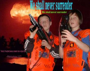 Never surrender schoolboys in resident evil atomic menace