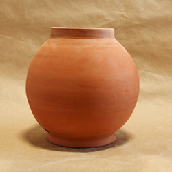 An unfired 'moon jar'