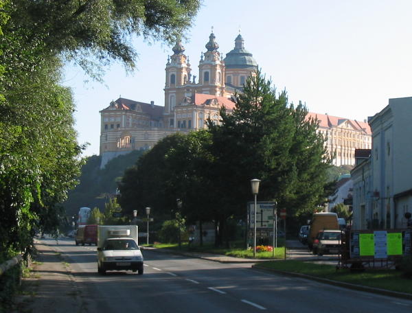 The Melk monastery can be seen for miles