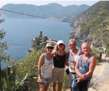Friends Pat and Belinda above the village of Vernazza
