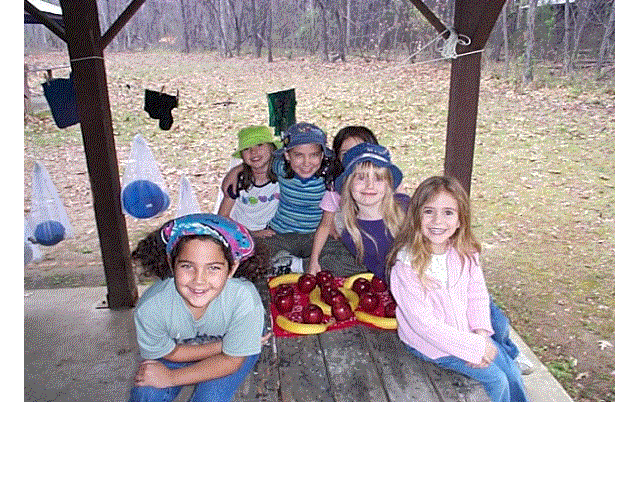 The girls and their Fruit Art