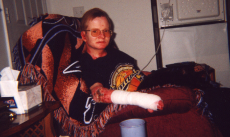 Bruce Gunn in the wheelchair, surrounded by, on left, Jennifer DePrizio, her sister Jody, her dad, and Randy Cameron