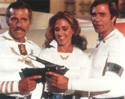 Larry Buster Crabbe with Erin Gray and Gil Gerard