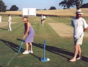The dad's umpire as the mums and daughters play to cap off the first bucks girls cricket festival