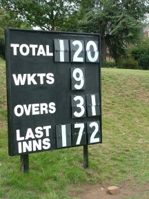 The scoreboard from the Leicestershire Match.