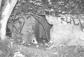 Eingang zum rechten betonierten Mannschaftsunterstand  der Batterie 4-2, 2003