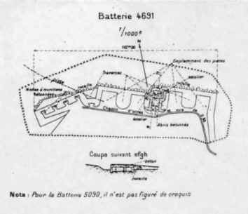 Franz�sische Zeichnung der Batterie 5-4, 1910