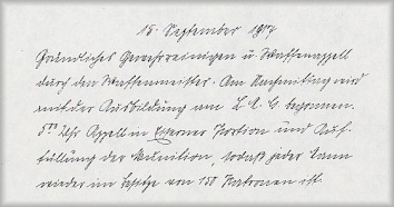 Auszug aus Frickels Kriegstagebuch vom 15. September 1917