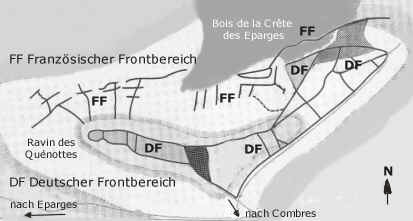 Deutsche und franzsische Grben im Frontbereich bei Les Eparges, 1915