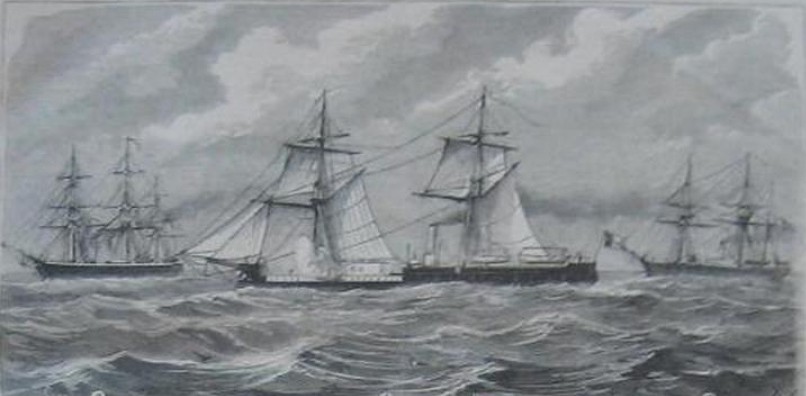 Algunos buques de la Escuadra Peruana