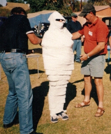 Picture of Kathy being toilet papered at the Pinnaroo Campout