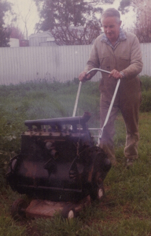 picture of Ken moving the engine