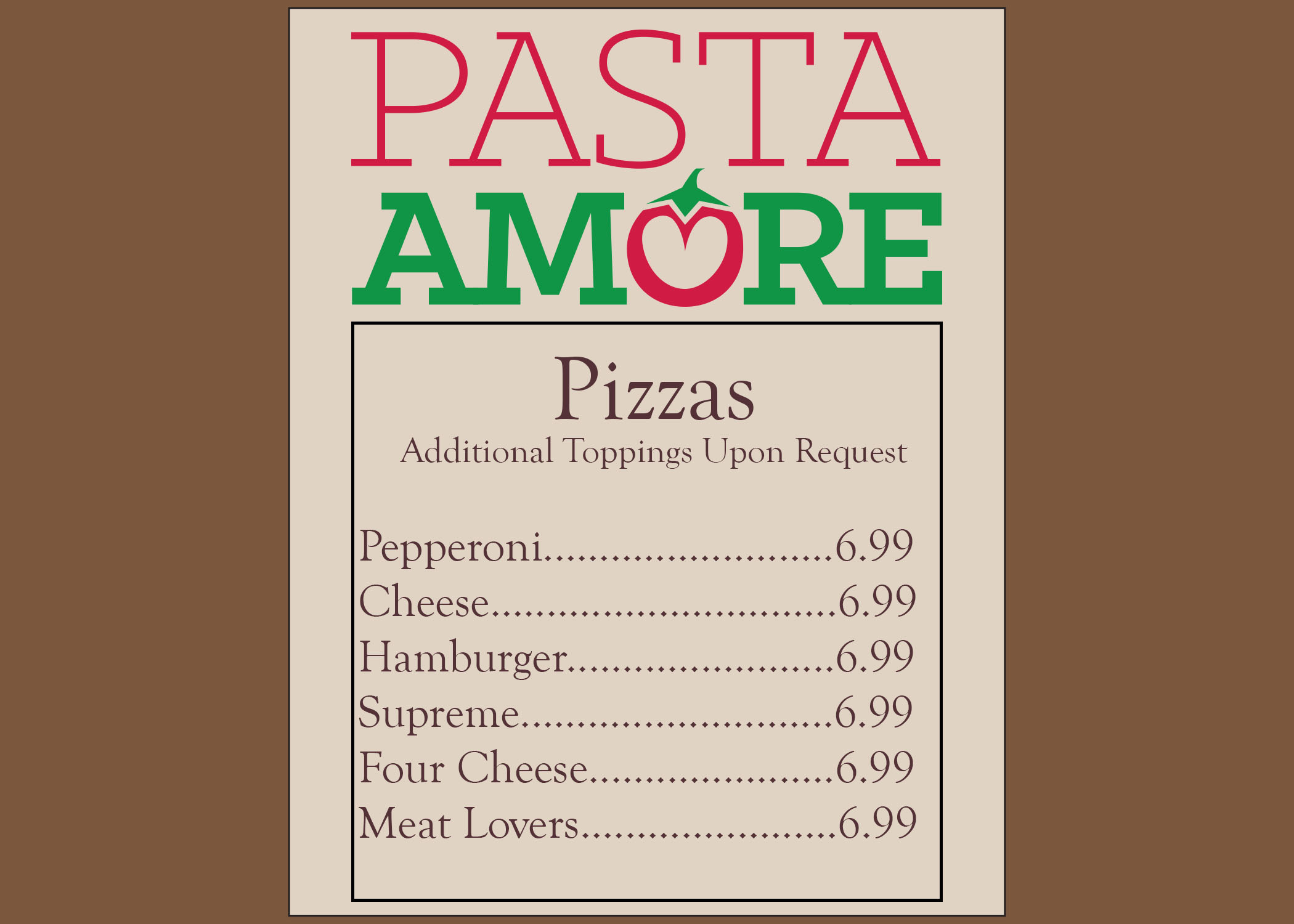 Pizza Menu