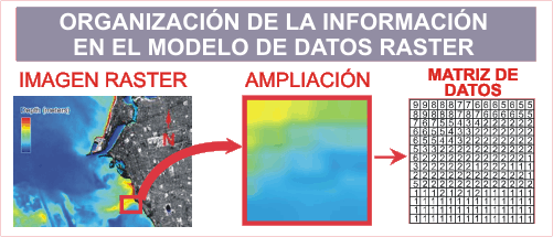 La organizaci&oacute;n de la informaci&oacute;n en el modelo de datos Raster