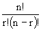 Formula for n choose r