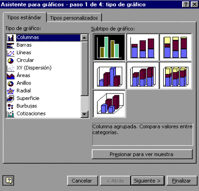 Asistente para gráficos Paso 1