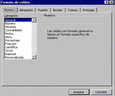 Formato de celdas Números