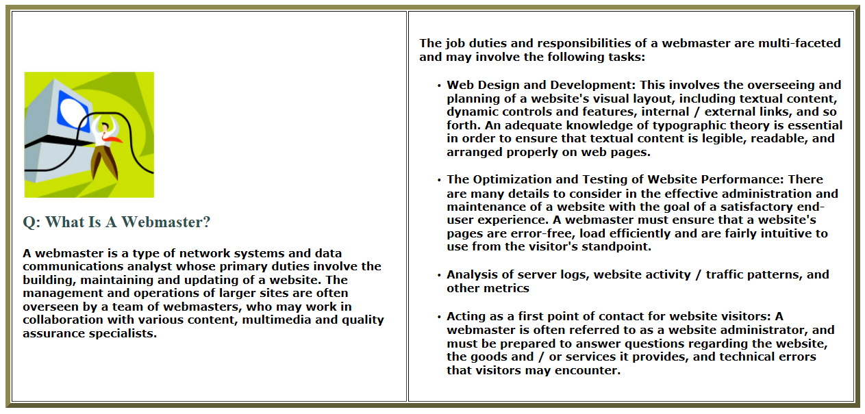Information About Webmastering