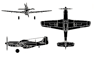 Picture 2.3: A schematic picture of the P-51. Taken from Kesmai  Air Warrior III game.